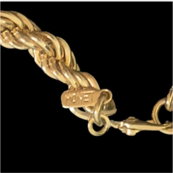 Monet Rope Necklace 20in 70's Vintage Retro Minimalist Gold Tone - Picture 3 of 4